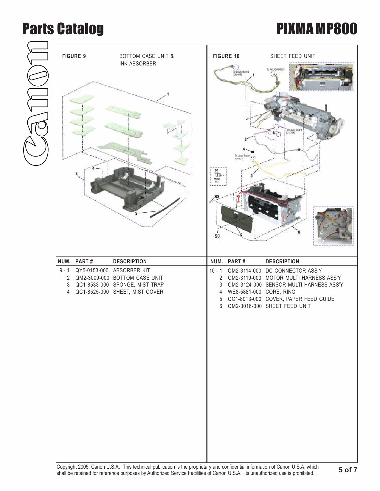 Canon PIXMA MP800 Parts Catalog Manual-6